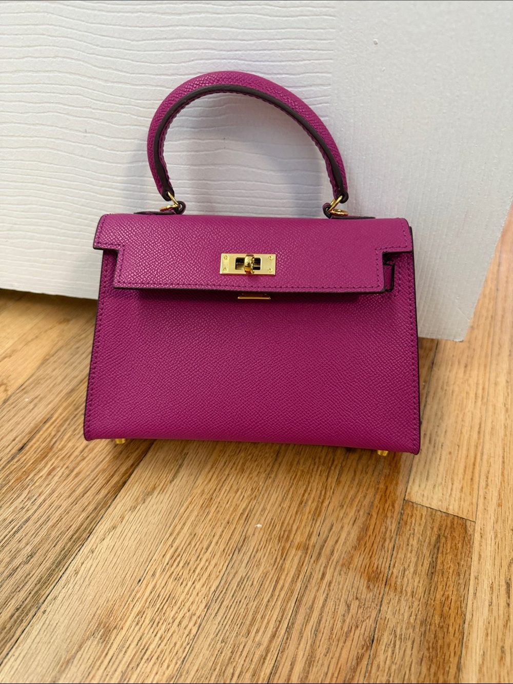 Structured Mini Top-Handle Satchel in Fuchsia